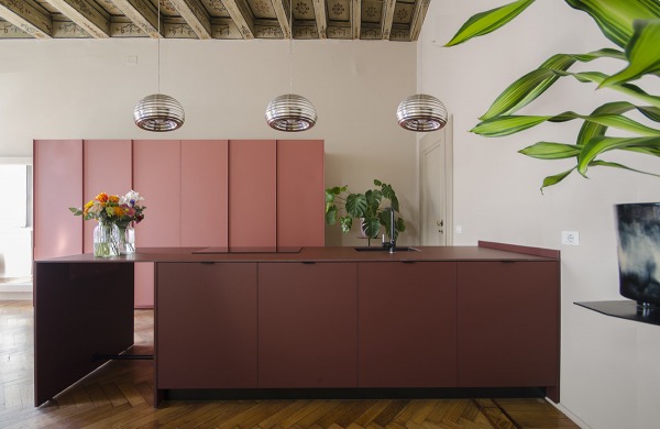 MODOO Kitchen, FENIX Rosso Jaipur and Arpa Rosa Shade surfaces